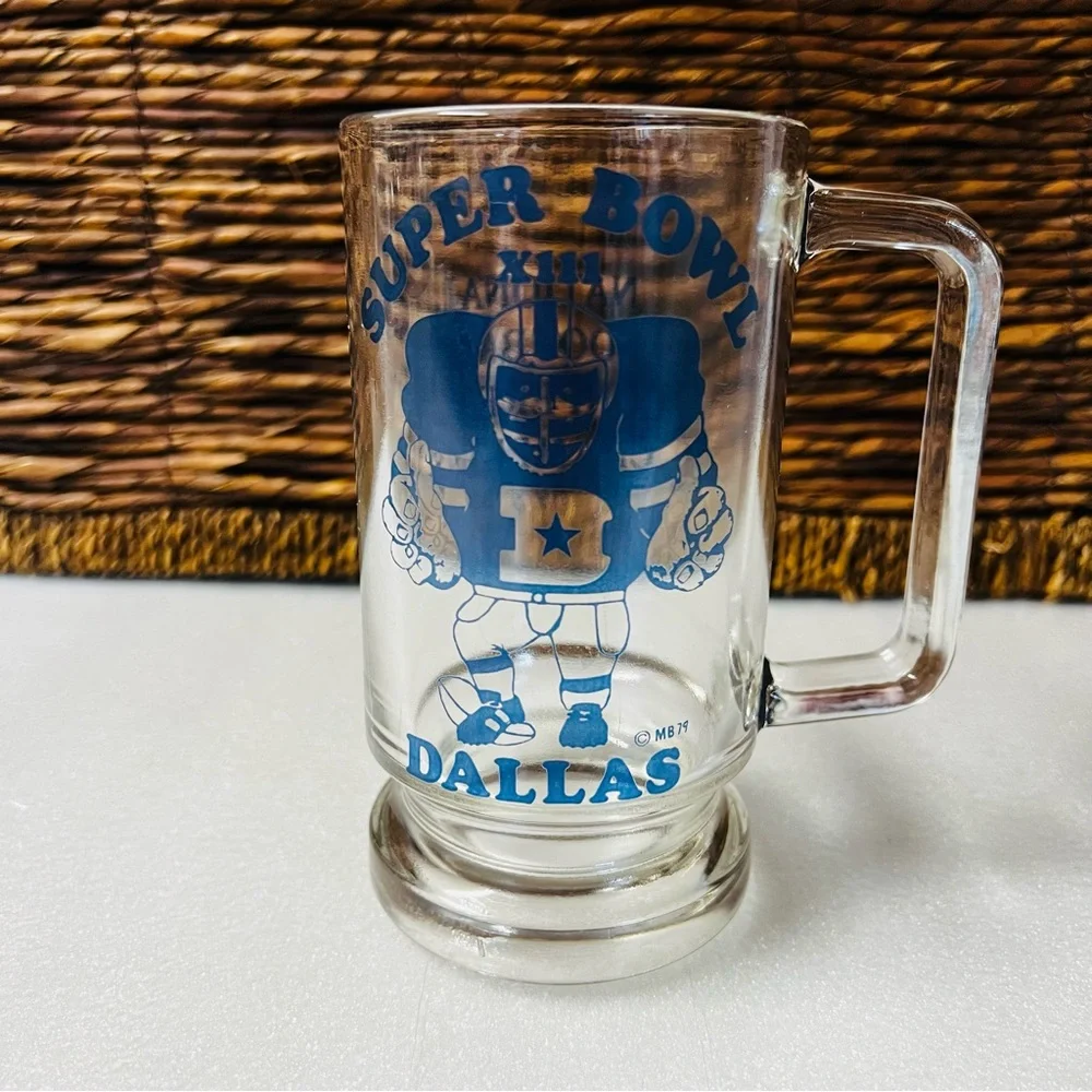 VINTAGE 1978 - 1979 Dallas Cowboys Super Bowl XIII NFC Champions Glass Beer Mug